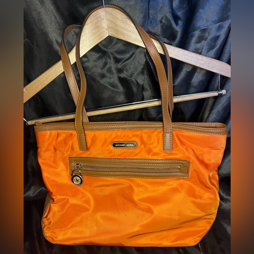 Used Michael Kors Saffiano Tote, Orange Nylon